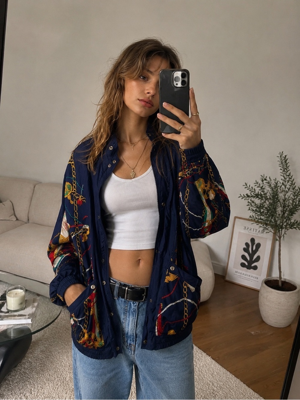 Vintage 1990s Windbreaker Nylon Navy Jacket Medium